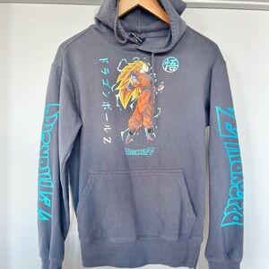 Dragon Ball Z Goku Super Saiyan Pullover Hoodie Toei Animation Mens Small Gray